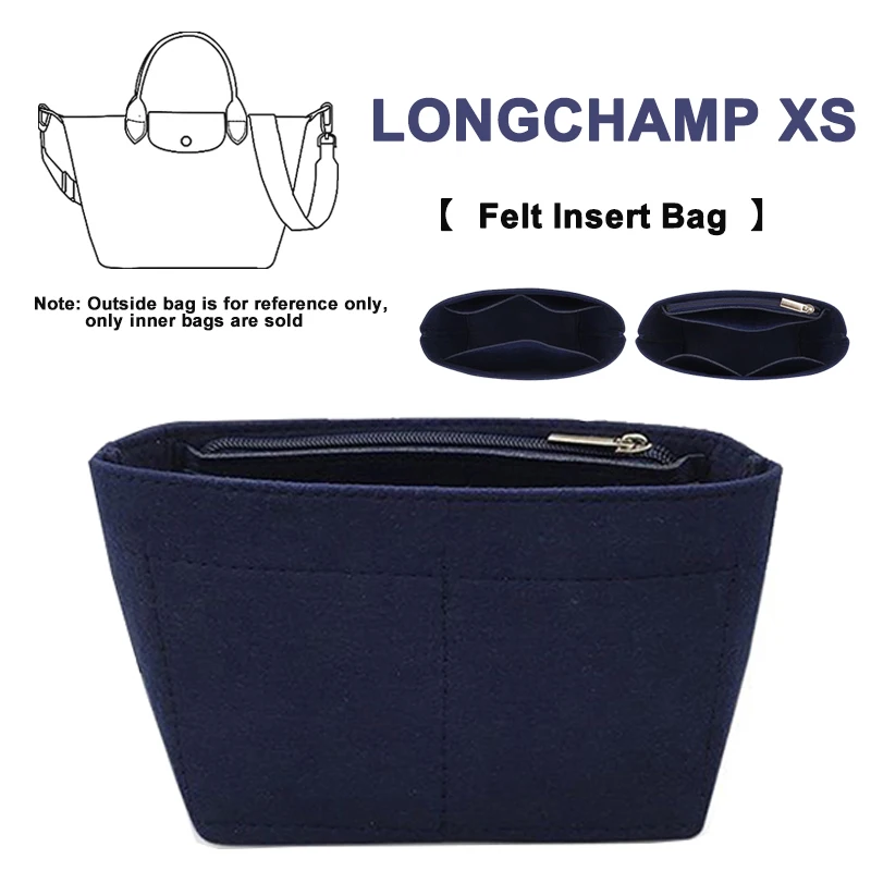 EverToner-Felt Pano Inserir Saco para Longchamp LE PLIAGE CUIR, Top Handle Bag, XS Bag Organizer, Maquiagem Sling Organizer, Viagem Saco Interno