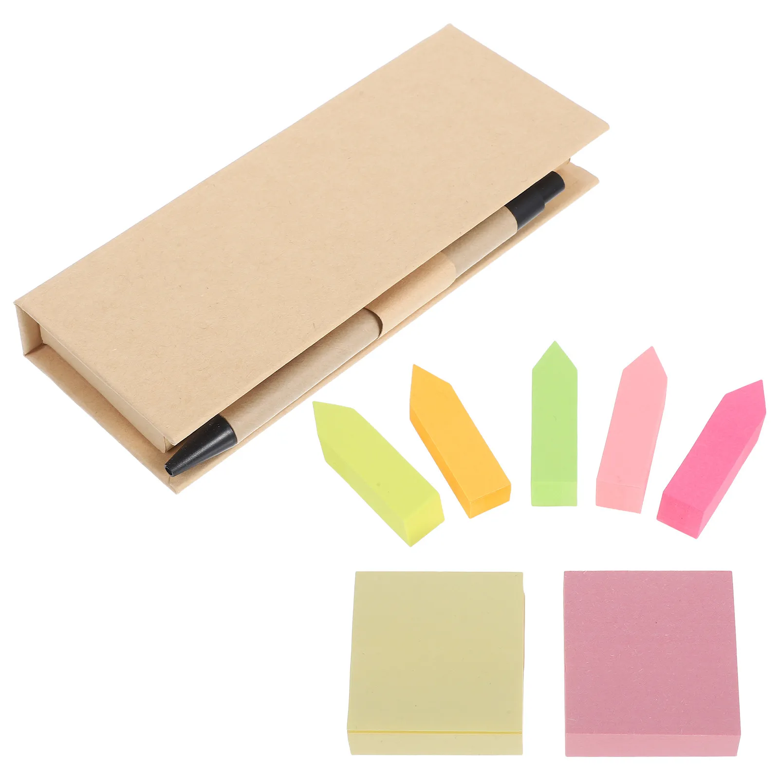 

1Set Creative Rectangular Memo Note Box Bright Colors Self-Stick Notes Pads Lined Notepads Color Coded Page Marker Organizer