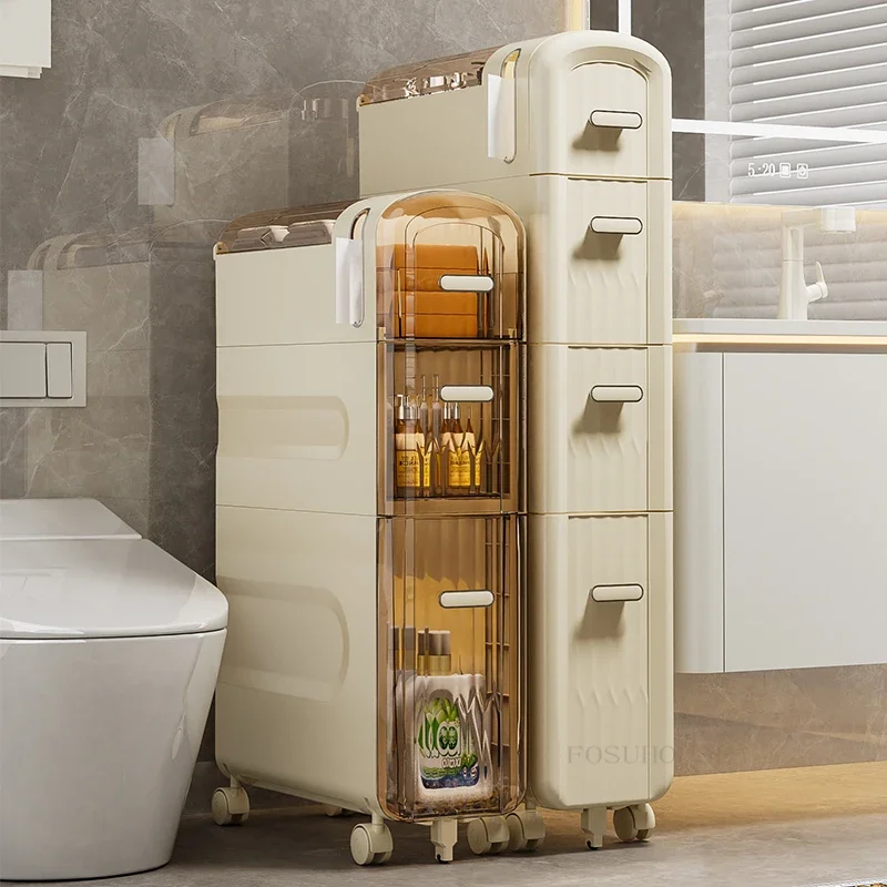 Nordic Multi-functional Storage Racks Household Bathroom Cabinet Simple Creative Bathroom Furniture Narrow Gap Storage Cabinet