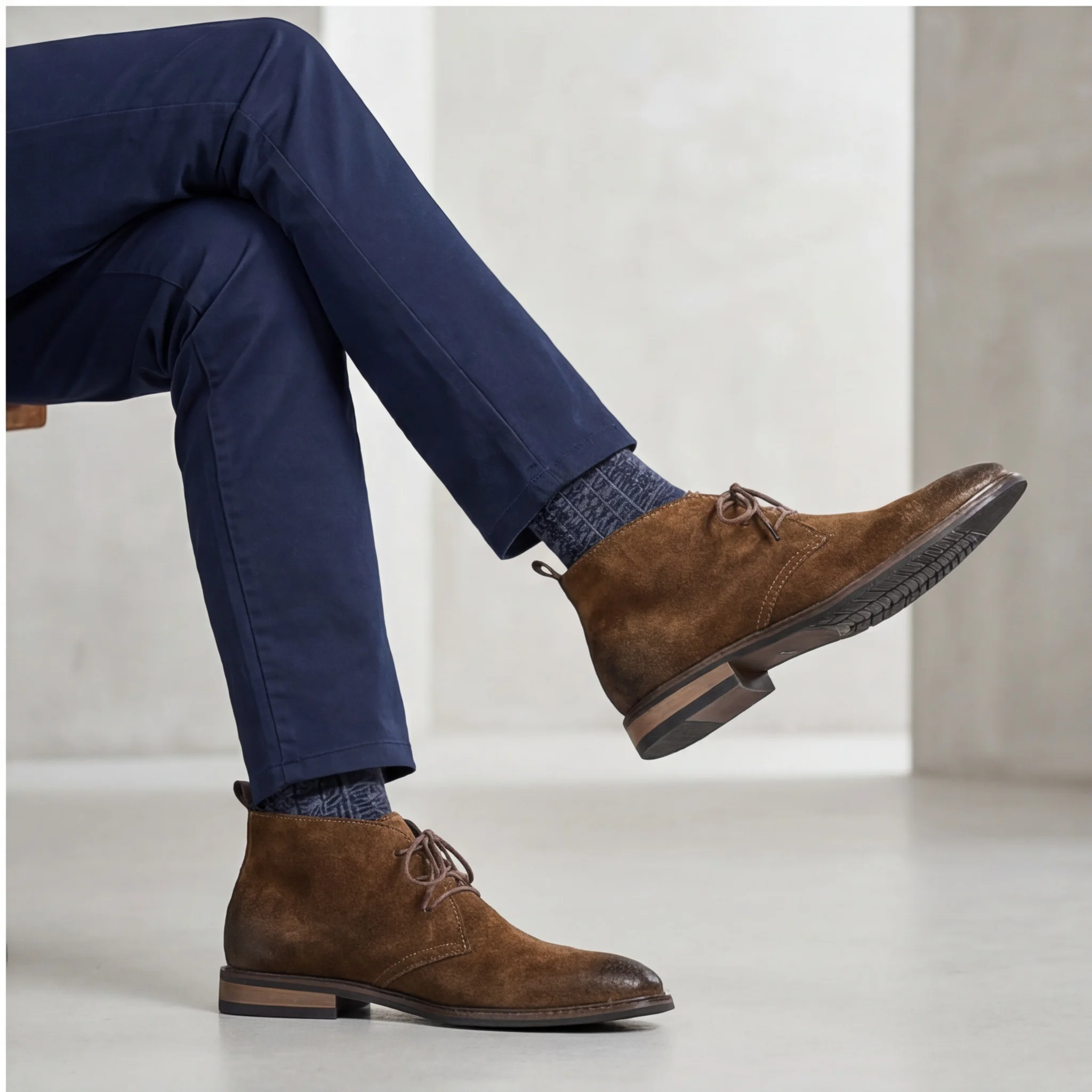 Echte Leder-Wüstenstiefel aus natürlichem Rindsleder, Herren-Chukka-Stiefel, modische, bequeme Marken-Knöchelstiefel aus Leder. # KD598 – Detail 11