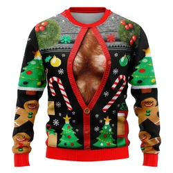Fashion 2024 Ugly Christmas Sweater Funny Xmas Graphic Sweatshirt Santa Claus Cosplay Pullovers Boy Crewneck Polyester Tracksuit