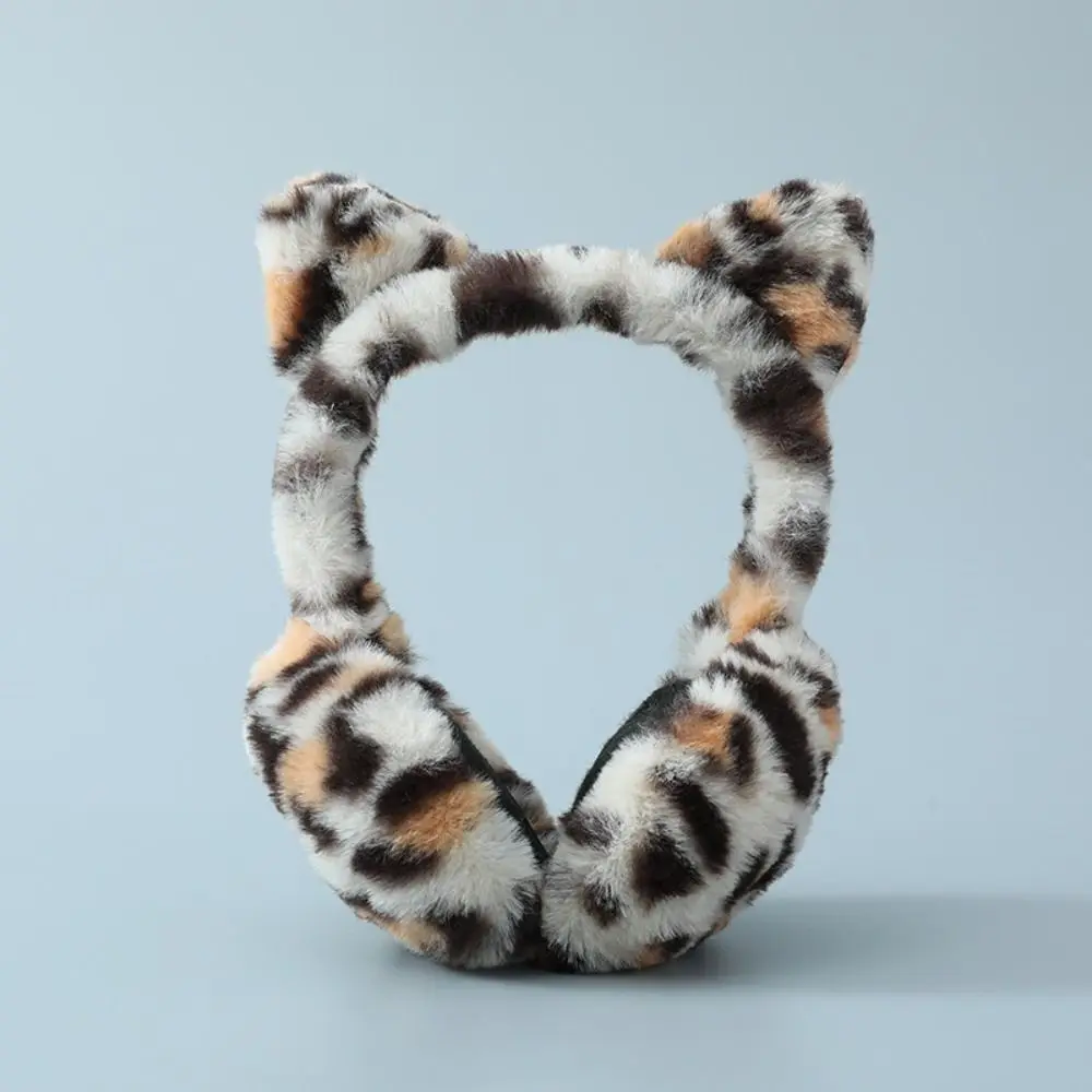 Warmer Cat Ears Plush Ear Muffs Foldable Windproof Leopard Earmuffs Print Earlap Thickened Ear Muffs Outdoor