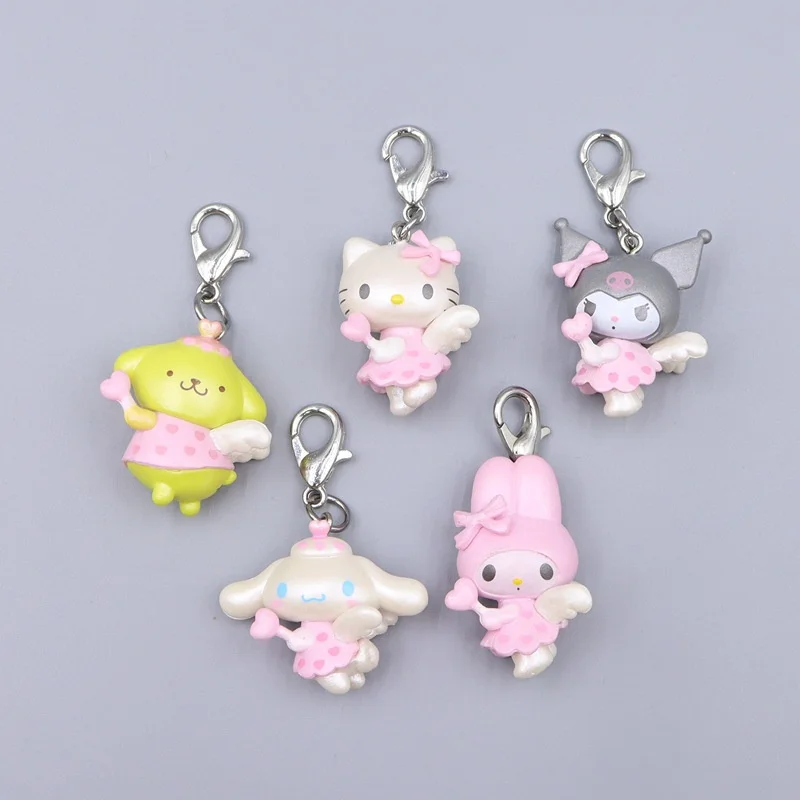 

Hello Kitty Angel 4Cm Keychain Figure Sanrio Melody Kuromi Anime Cinnamoroll Doll Kawaii Diy Cake Decoration Christmas Gifts Kid