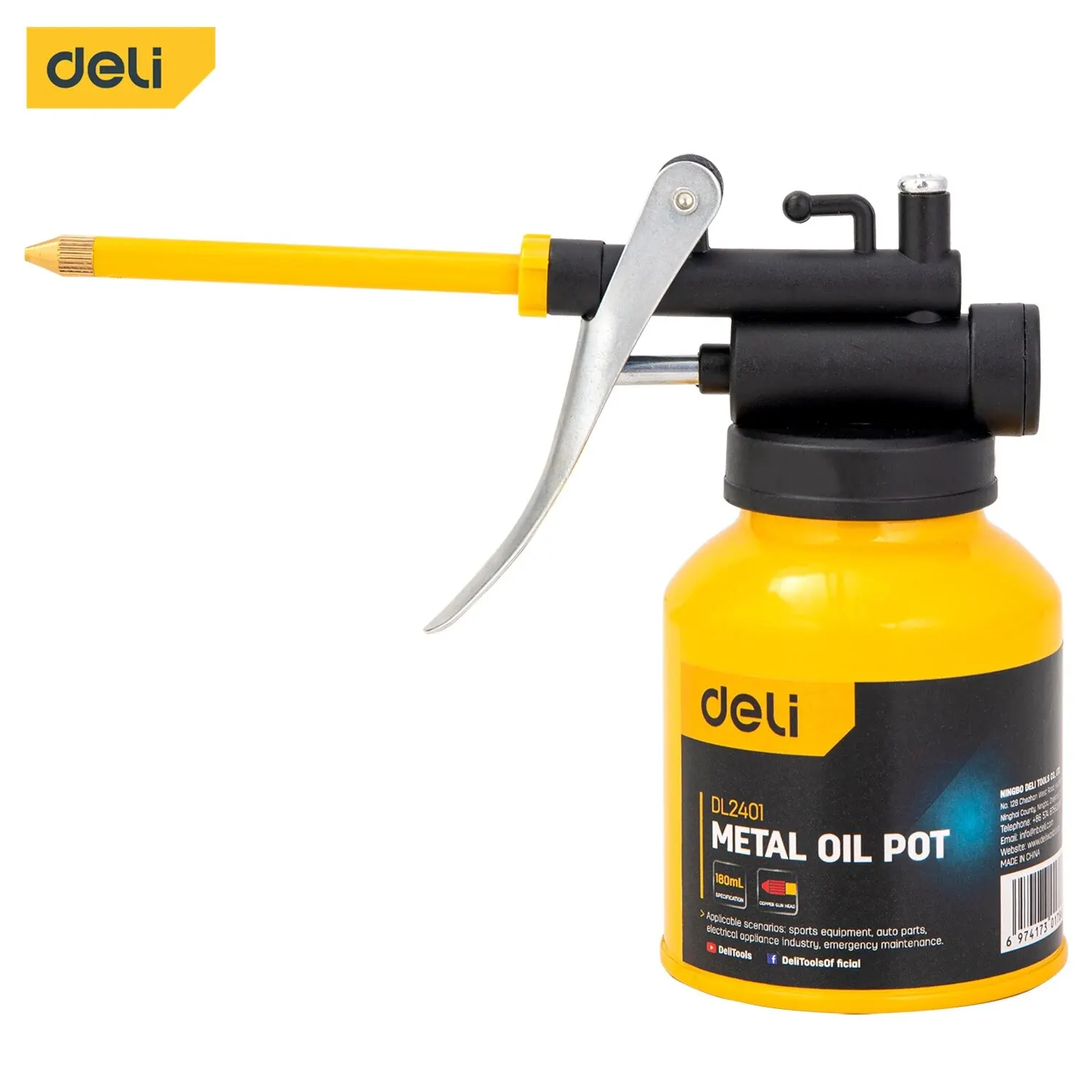 Deli Oil Can Lubrication Metal High Pressure Pump Grease Guns Car Oil Pot Bottle Car Repair Tool 180ml 220ml 300ml 450ml