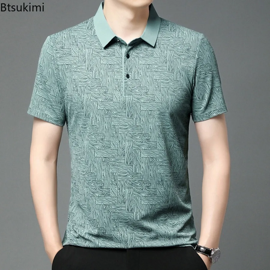 جديد 2025 الرجال الصيف رقيقة قميص بولو بكم قصير قميص موضة بلون تي شيرت غير رسمي للرجال بسيط خفيف الوزن الشارع الشهير الذكور #3