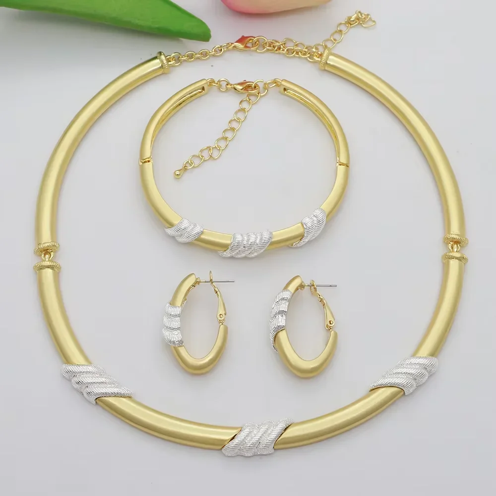 2025 New Charming Round Shape Women Jewelry Set Popular Simple Design Cubic Zircon Decoration Necklaces Earring And Bracelet