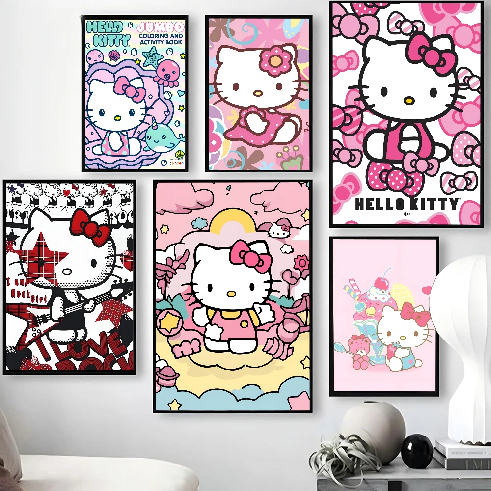 1PC Anime Sanrio Hello Kitty Poster Poster Paper Print Home Living Room Bedroom Entrance Bar Cafe Art Painting Decoration