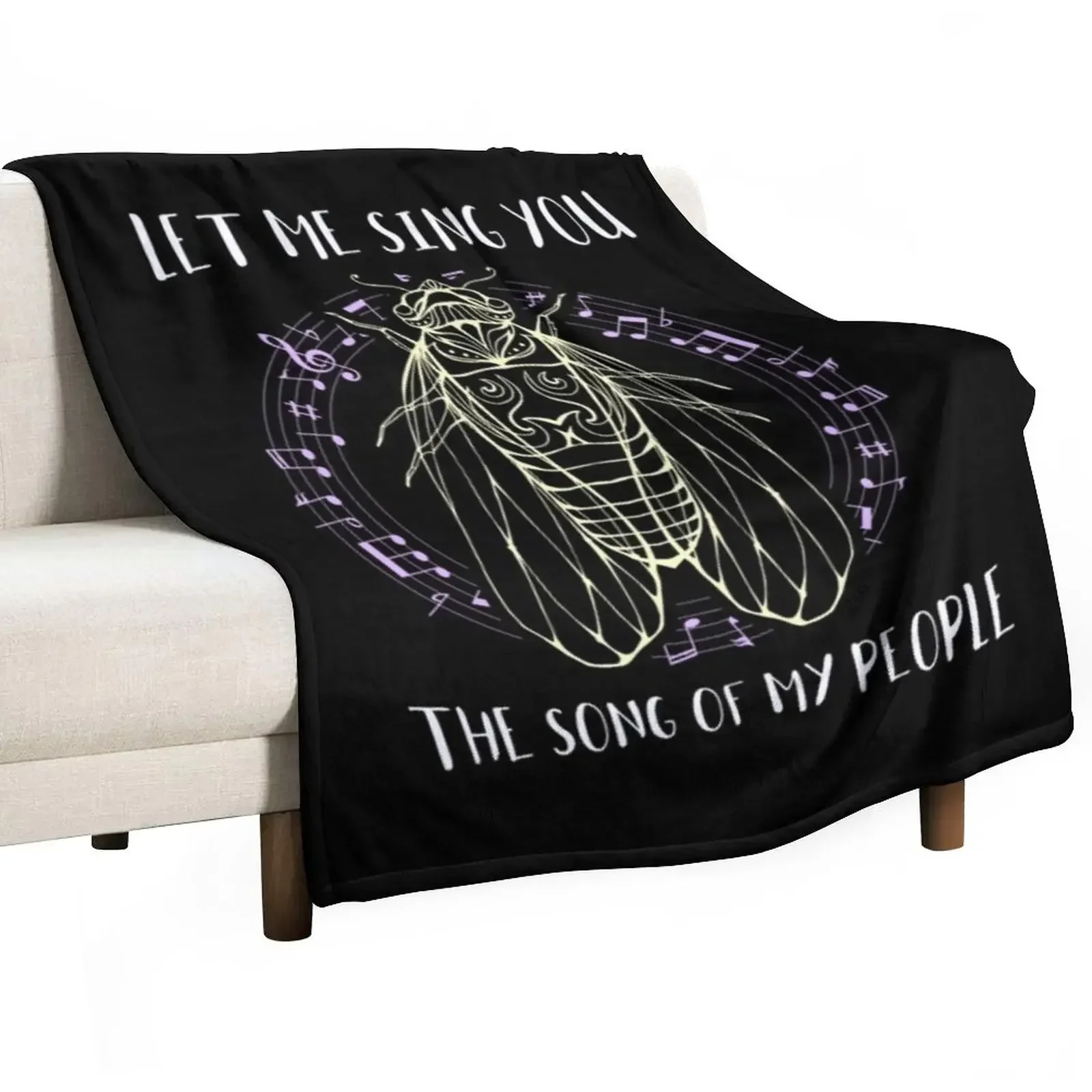 

Let Me Sing You The Song Of My People Cicada Line Art Throw Blanket Hairy warm for winter Blankets