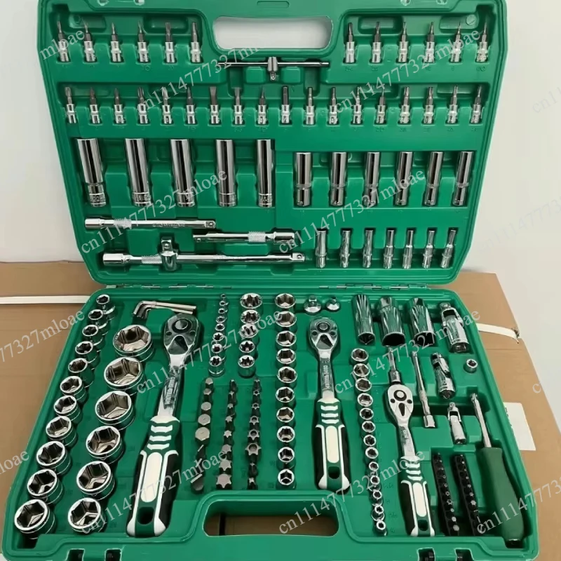 A 172-piece automotive repair sleeve kit with ratchet wrench and extension rod, a tool kit for automotive repair
