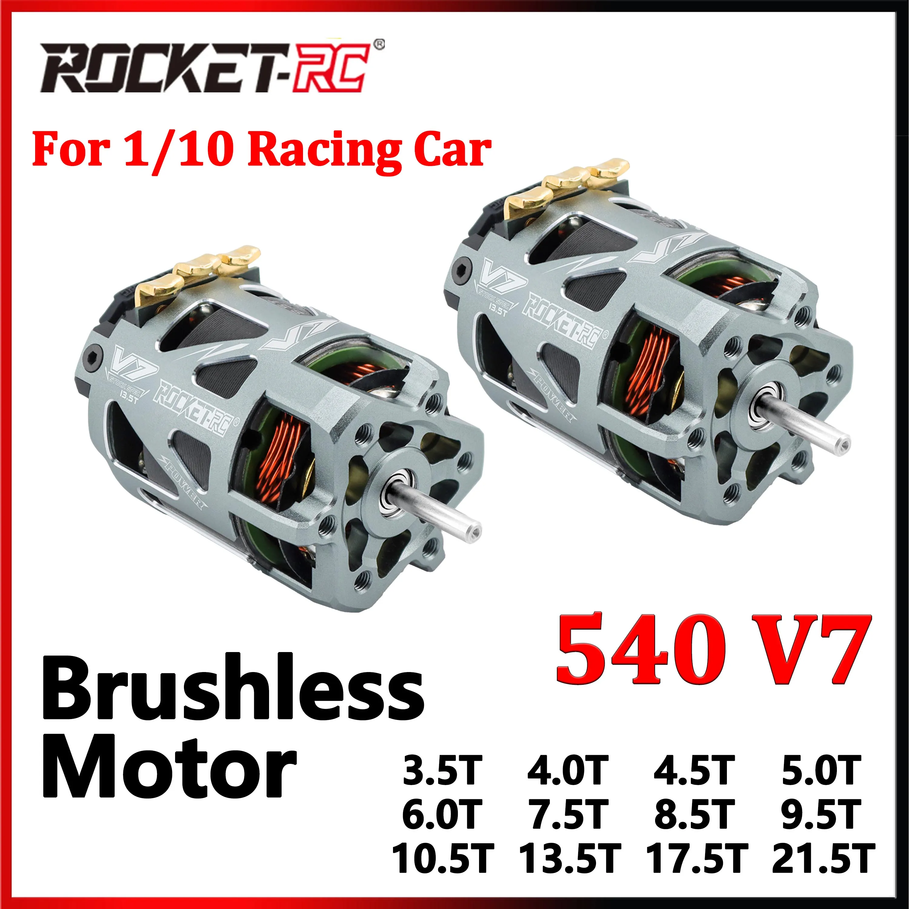 Rocket-RC 540 V7 Sensored Brushless Motor 3.5T 4.5T 6.0T 7.5T 8.5T 9.5T 10.5T 13.5T 17.5T 21.5T for 1:10 RC Racing Car Drift