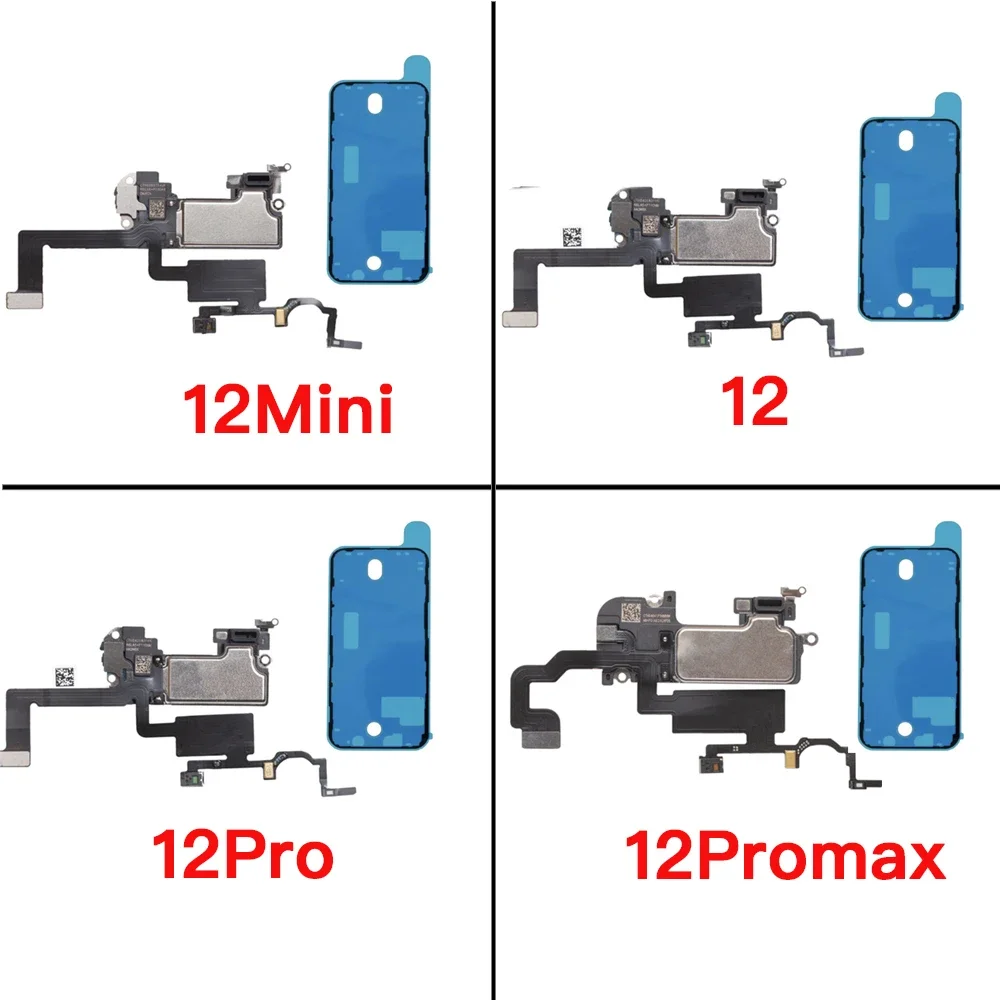 MNAZ Ear Speaker Include Light Sensor Flex Cable Replacement for IPhone 12 Mini Pro Max Earpiece with Microphone Waterproof Tape