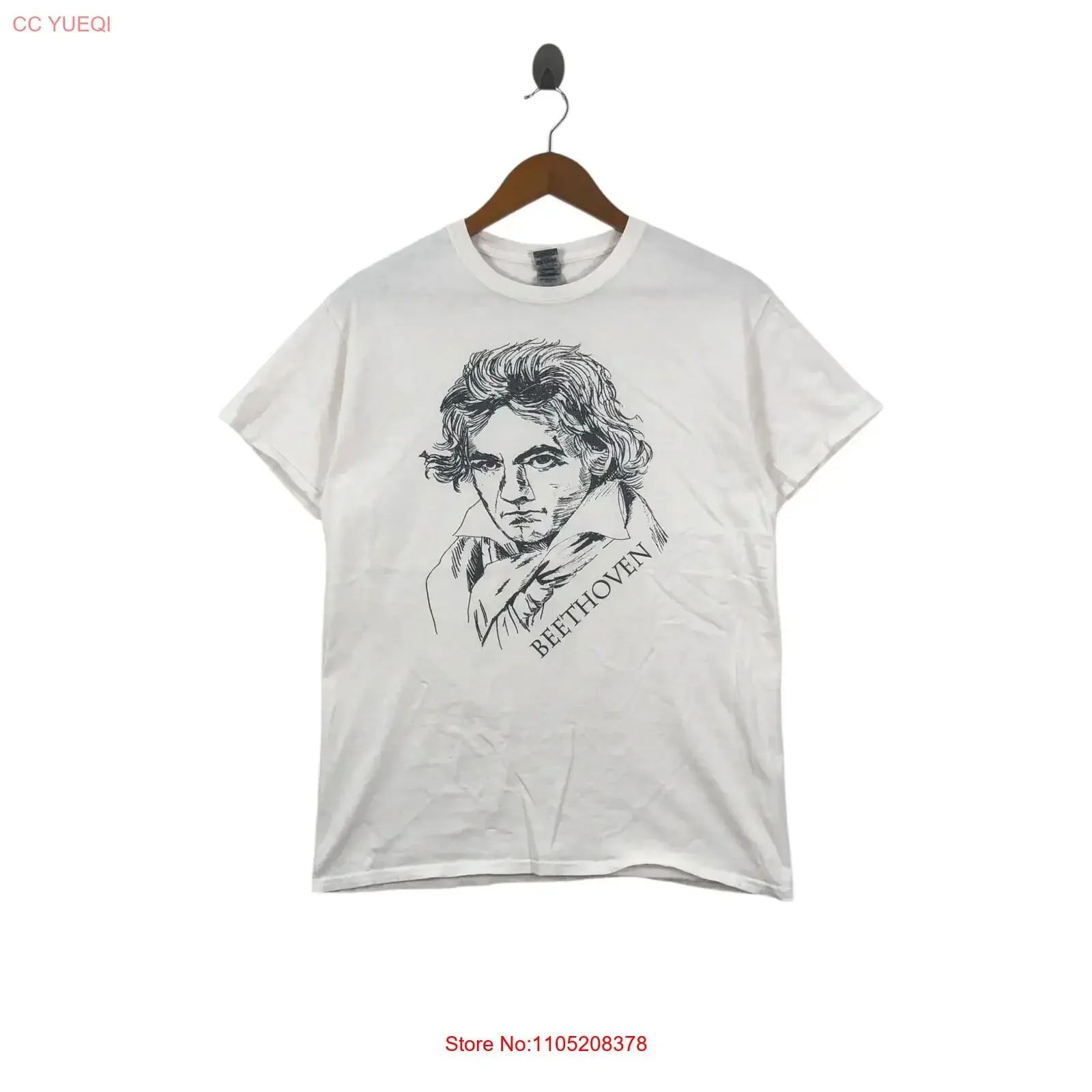 Vintage Alemania compositor y pianista LUDWIG VAN BEETHOVEN arte camiseta vintage lavado moda Casual transpirable estirado