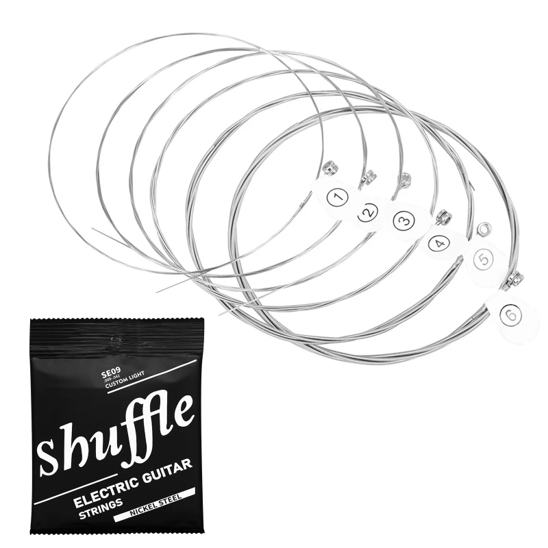 6Pcs Guitar Strings Electric Guitar Strings Includes 6 Strings Kits, .009-.042 Full Set Nickel Wound for Electric Guitar