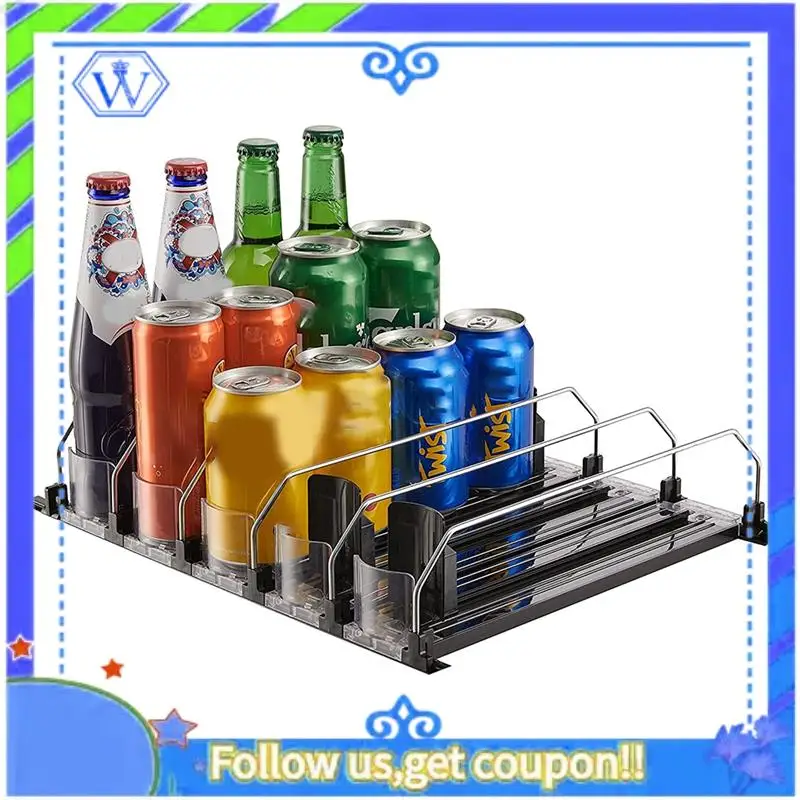 

Диспенсер для банок с газировкой для холодильника с регулируемым штовхателем — идеально подходит для газировки, пива и других напитков