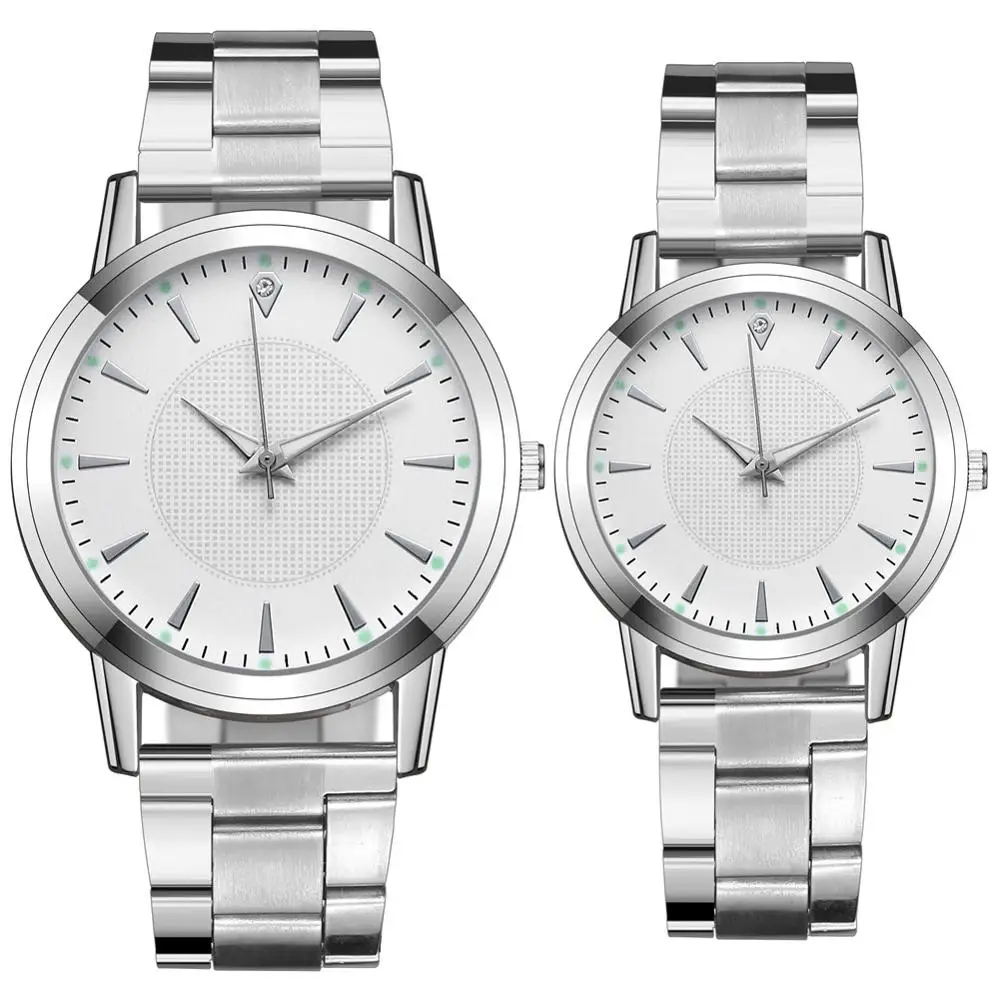 새로운 유명한 커플 시계 연인의 빛나는 캐주얼 쿼츠 시계 여성 남성 스테인레스 스틸 시계 Relogio Feminino Mens Clock
