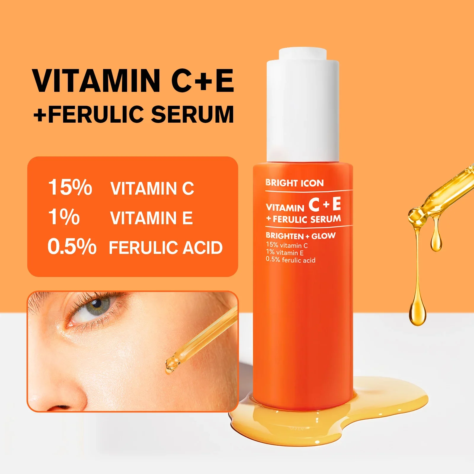 Soro de Círculo Escuro e Inchaço de Vitamina C+E 30ml |   Hidrata, aumenta o colágeno, antienvelhecimento, firma, ilumina e antioxidante
