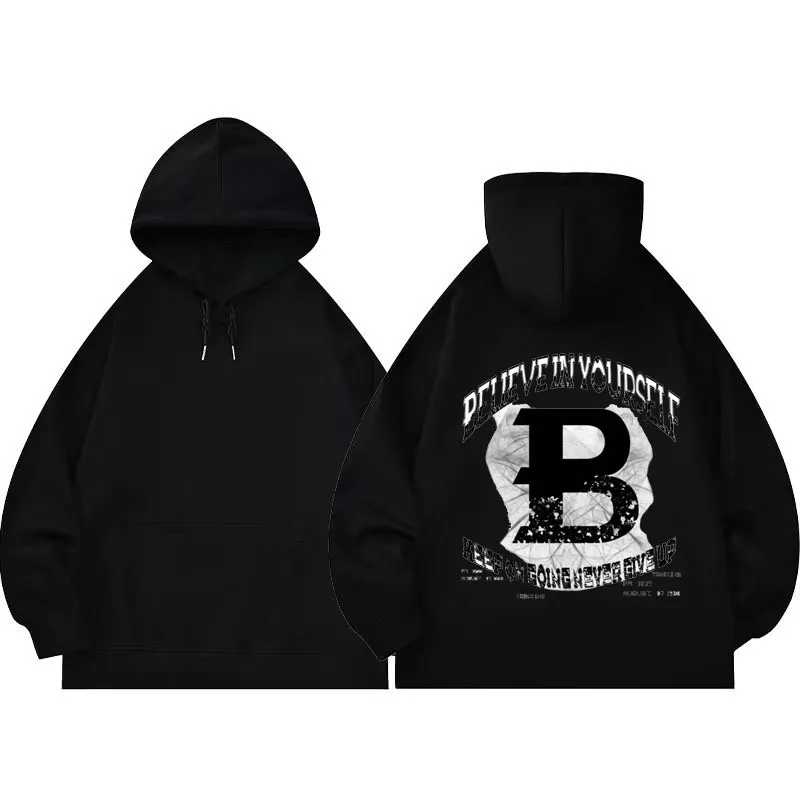 سترة بغطاء للرأس للجنسين تؤمن بنفسك بنمط مطبوع ملابس غير رسمية للشارع سترة بقلنسوة للرجال والنساء بلوزة فضفاضة عصرية