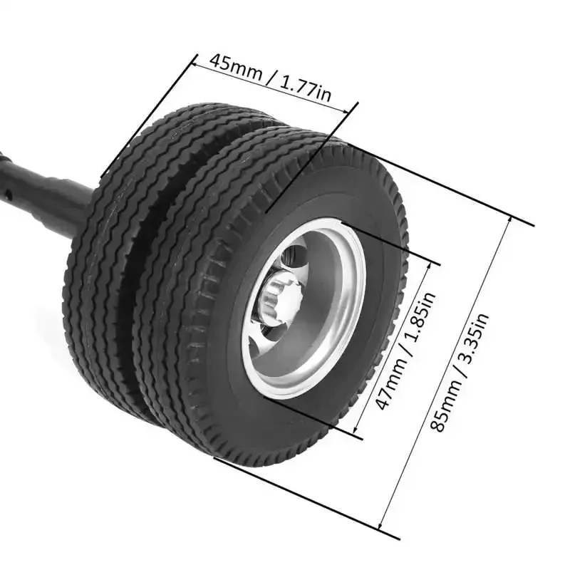 Nicht angetriebener Hinterachsreifen, 10-Loch-Radnabe, passend für Tamiya 1/14 Traktor-Anhänger, hintere Anhänger-Modifikation, DIY-Ersatzteile