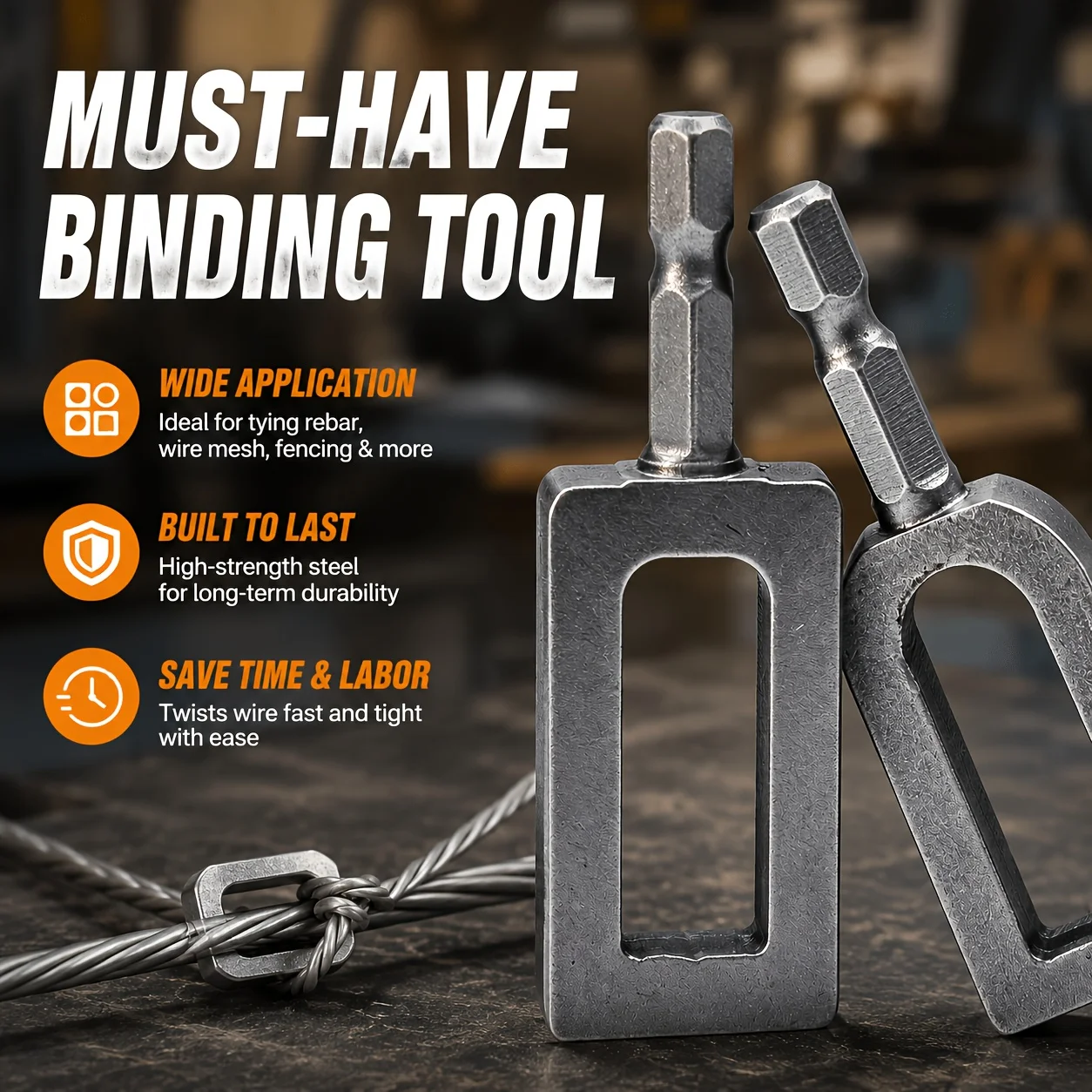 1/4 Inch Hex Shank Wire Twister Drill Attachment, 9#/11# Rebar Tie Wire Winder Tool for Fence Repair & Construction