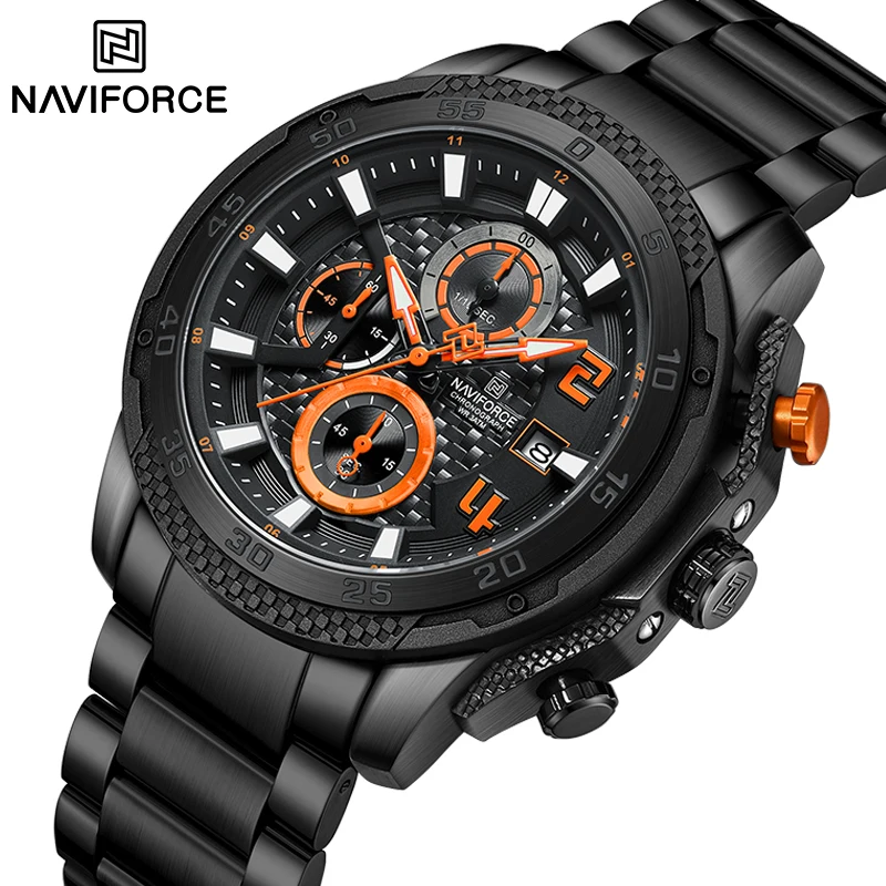 New NAVIFORCE Original Classic Men Wristwatches Waterproof Quartz Watch Male Casual Steel Stainless Band Clock Reloj Hombre 2024