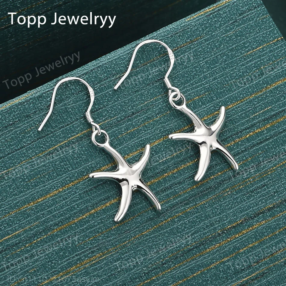 

925 Sterling Silver Exquisite Starfish Earrings, Fashionable Wedding Gift Jewelry for Women