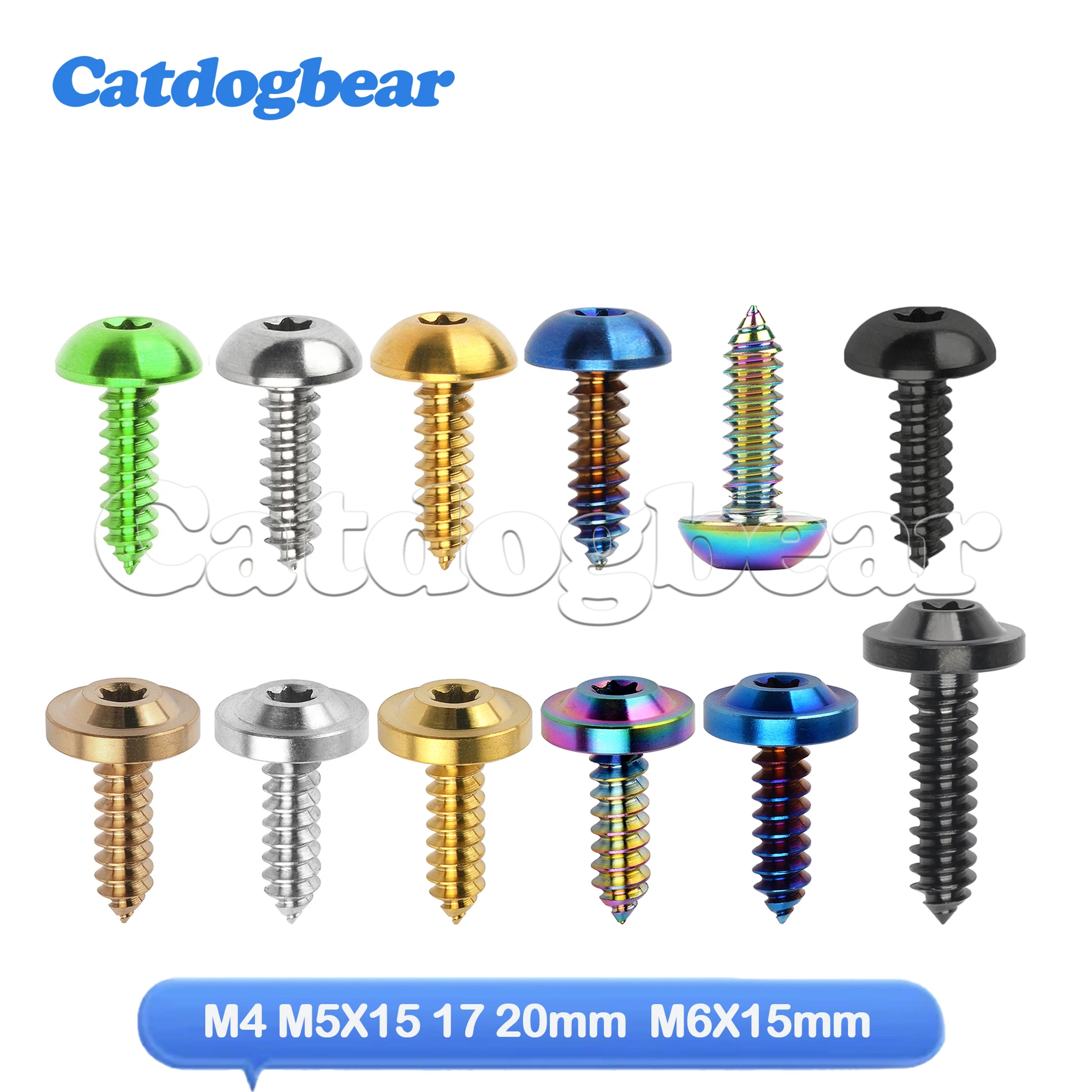 

Catdogbear Titanium M4X15 17 20mm M5X15 17 20mm M6X15mm Self-Tapping Button Torx Screw Bolt for Motorcycle Bike Car