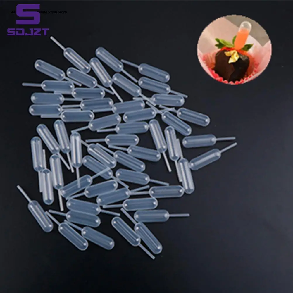 100pcs 4ml Sauce Droppers For Cupcakes Ice Cream Sauce Ketchup Pastries Macaron Stuffed Dispenser Mini Squeeze Transfer Pipettes