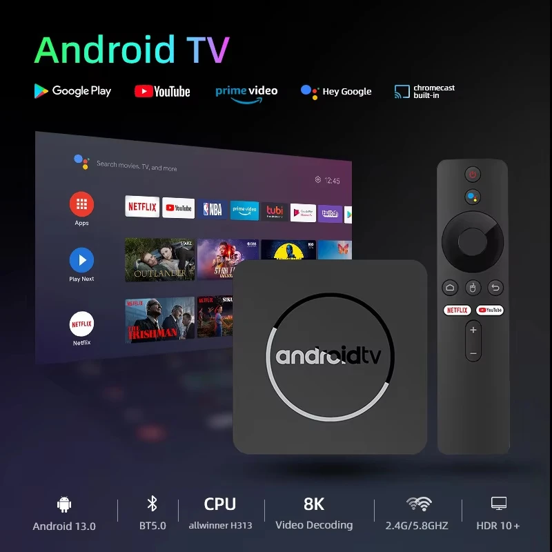 Android14 8K HD Smart TV Box Q10 Allwinner H313 Supports Dual Wifi BT5.0 64G 128G Set Top Box Media PlayerTV Box Voice Assistant