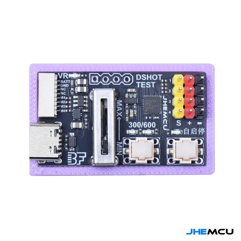 JHEMCU DShot ESC Tester Module, 4‑Channel Brushless ESC Test Tool with Potentiometer & Buttons for FPV Drone