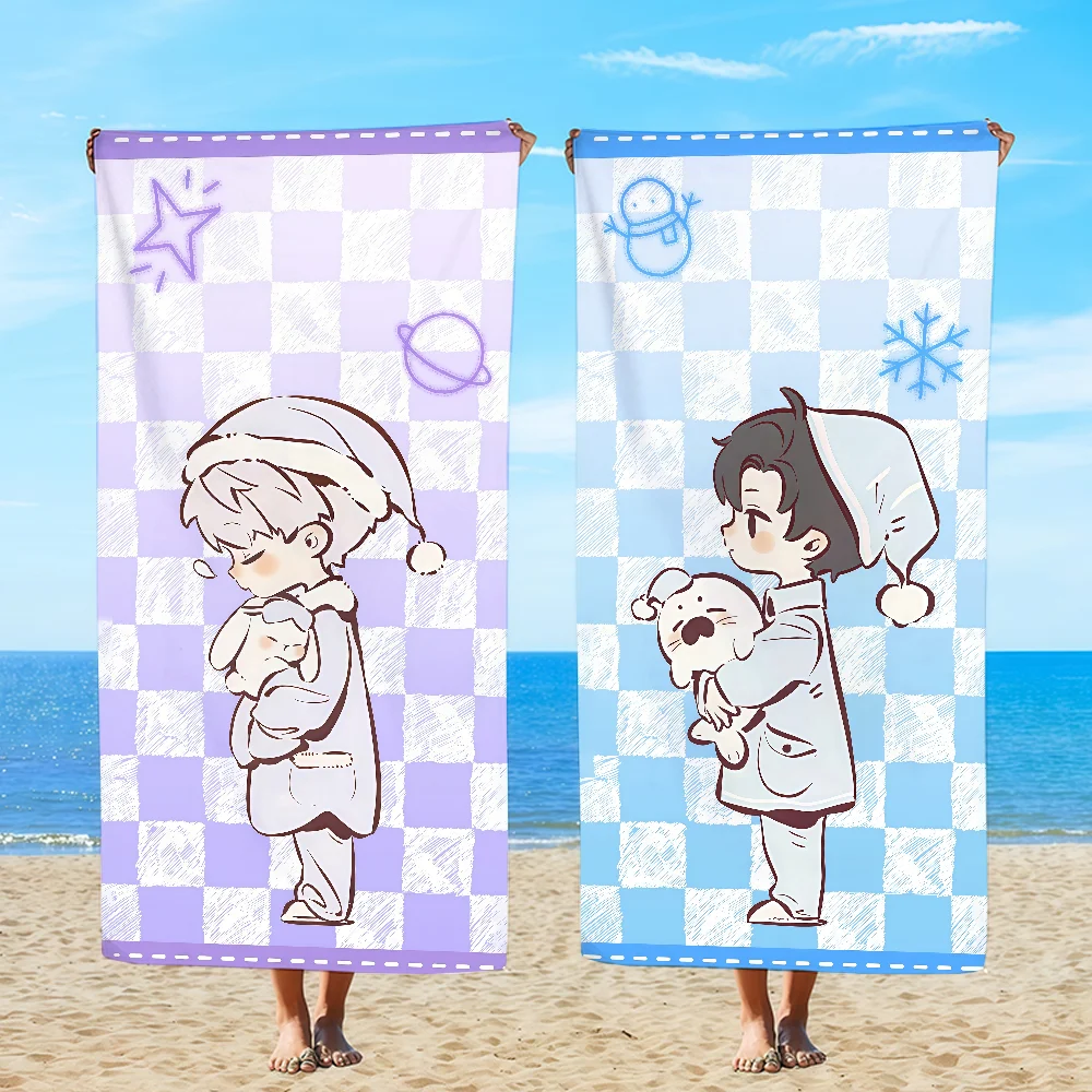 Love Deepspace Checkered Pajamas Cute Towel Textile Bathrobe Beach Quick-Drying Lightweight Portable Camping Swim Pool Travel