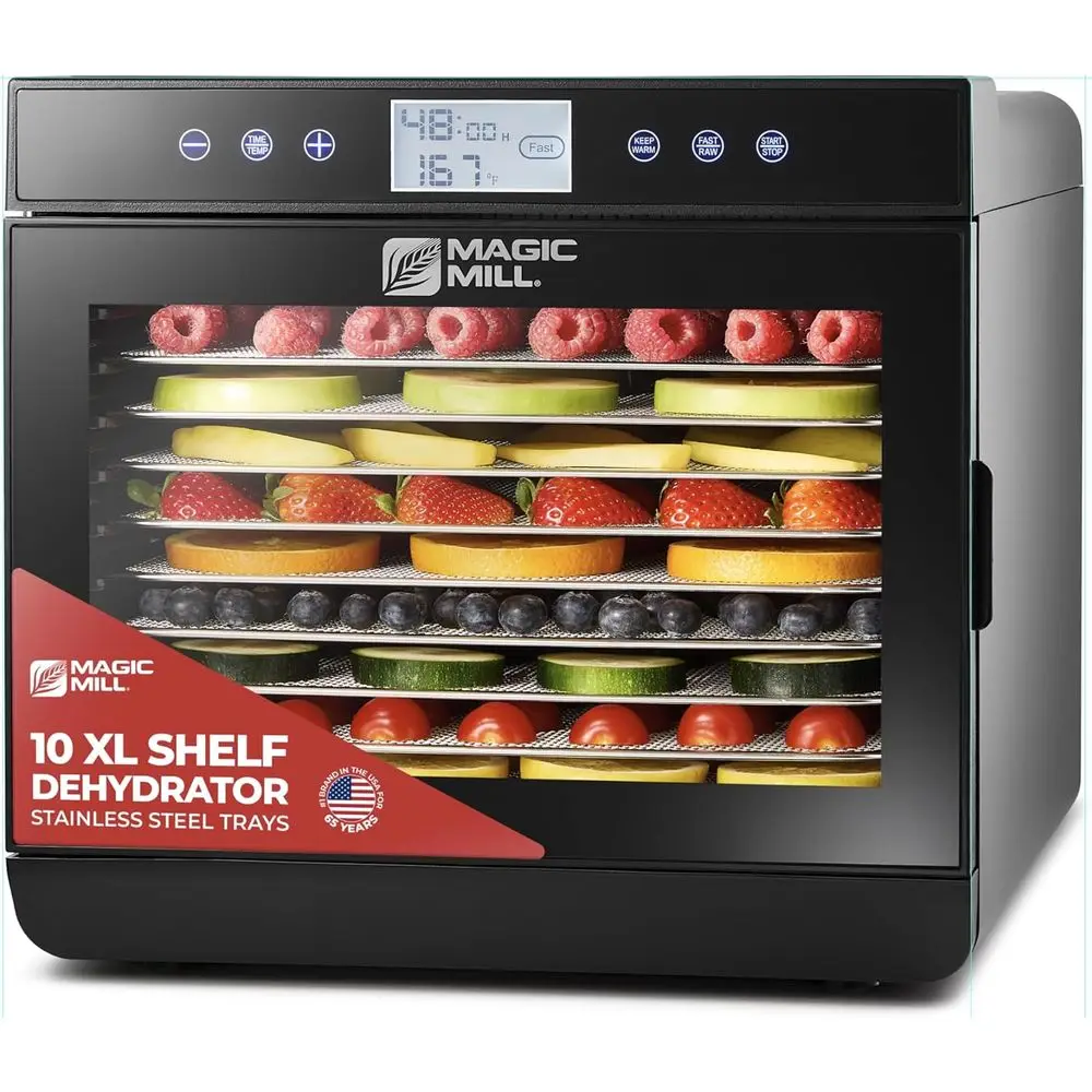 

Extra-Large Stainless Steel Food Dehydrator with 10 Trays, 700W, 48-Hour Timer, 95-167°F Temperature Control