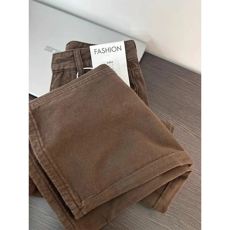 American style Women's Pants retro straight cut jeans autumn new model loose high waist Slimming versatile wide-leg pants