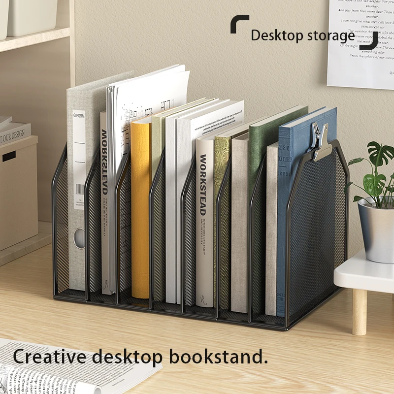 5-Section Vertical Desktop Organizer, 5-Section Mesh File Folder Stand Sorter for Office Home Classroom Organization