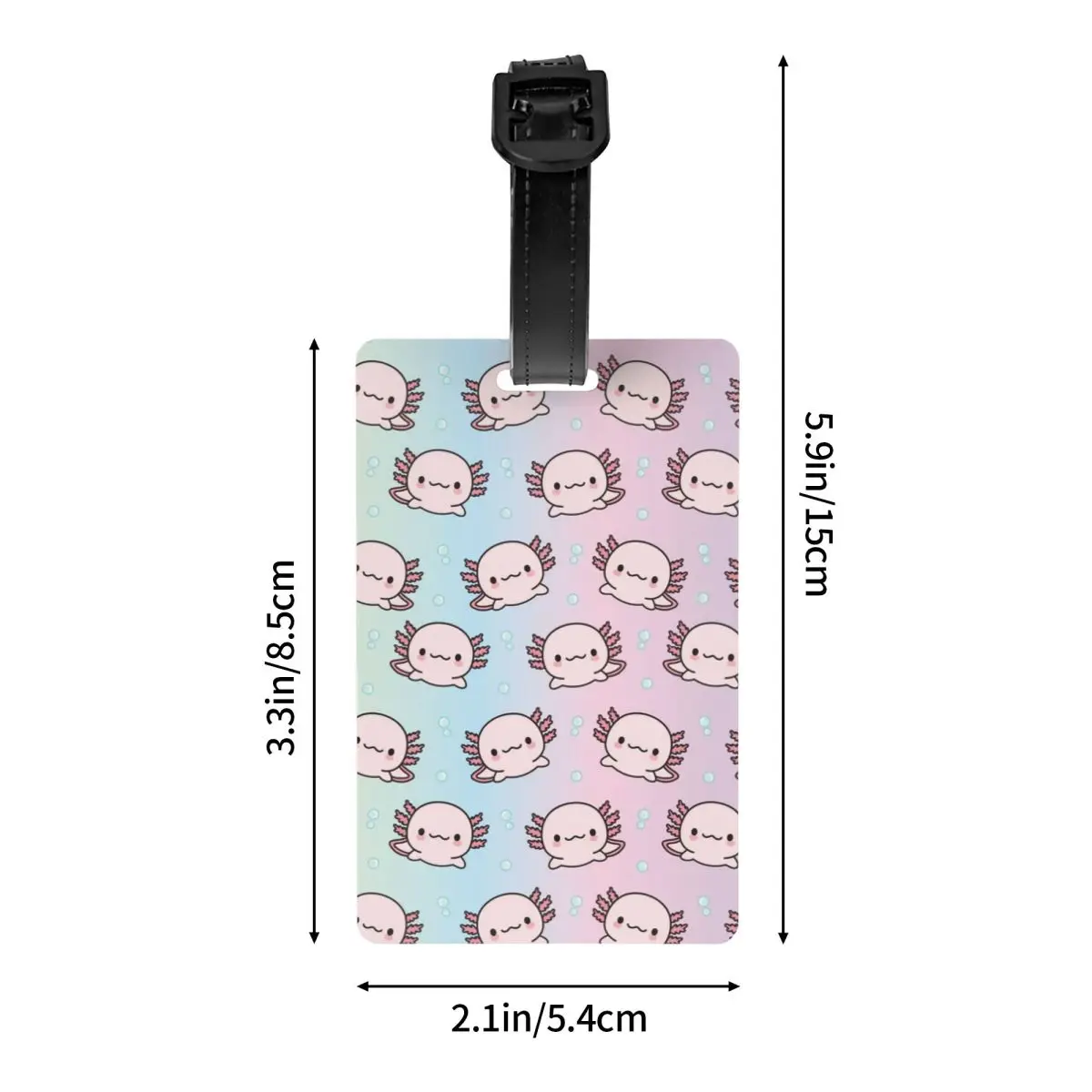 Custom Cute Axolotl Luggage Tags for Travel Suitcase Cartoon Salamander Animal Privacy Cover ID Label