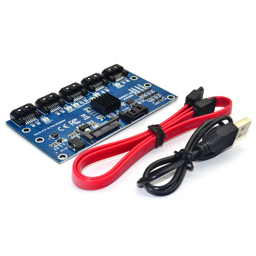 SATA Expansion Card Supports ATAPI Dive 1 to 5 Port SATA3.0 Controller Card Motherboard 6Gbps Multiplier SATA Port Riser Card