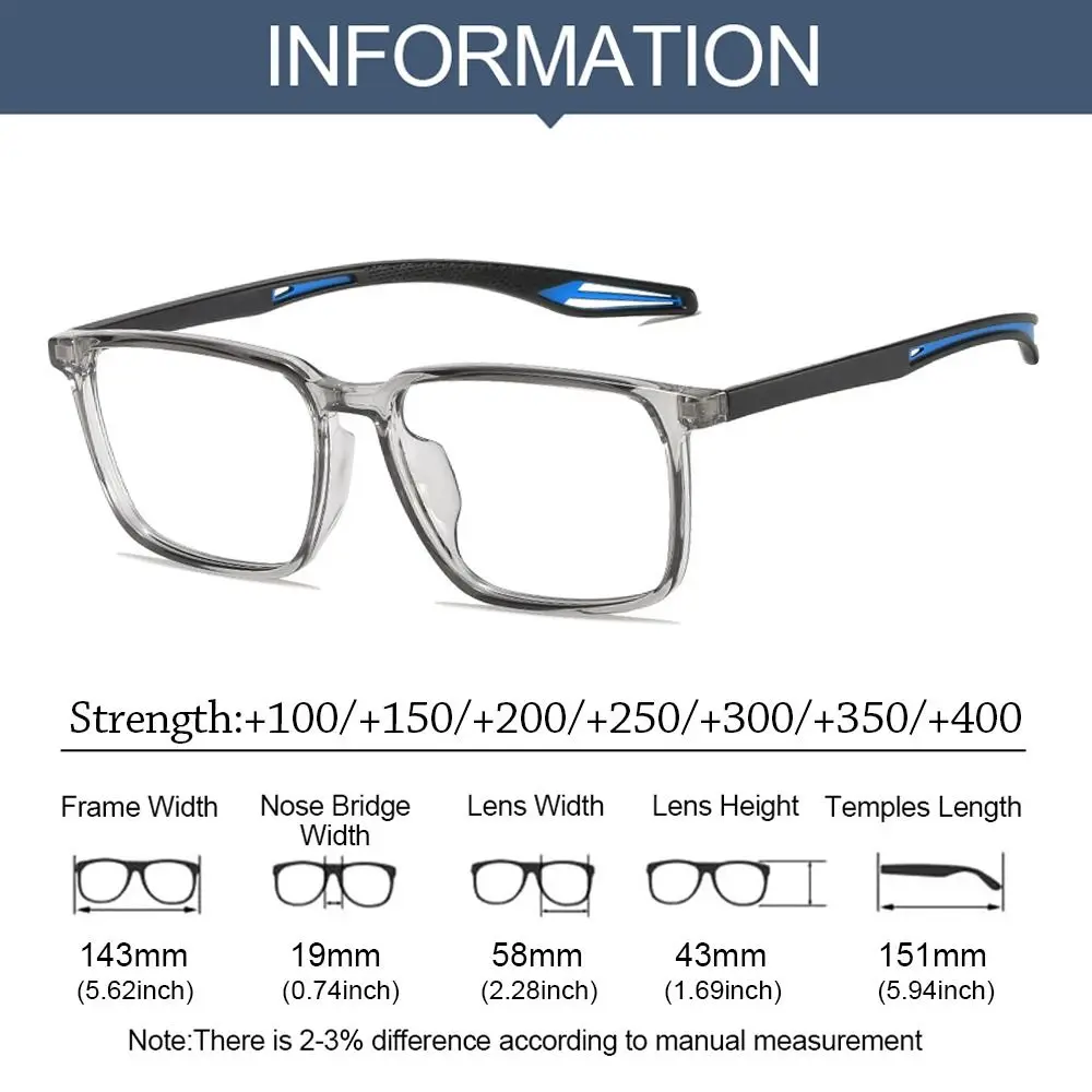 Augenschutz Anti-Blaulicht Lesebrille tr90 Blue Ray Blocking Square Brille Sport ultraleichte Hyperopie Brille