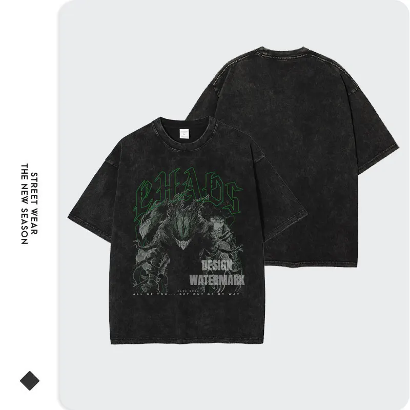 أنيمي ميدوريا تي شيرت كبير الحجم بطلي A-الأكاديمية تي شيرت ريترو Bakugou Izuku خمر غسلها Harajuku السراويل كم 100% القطن