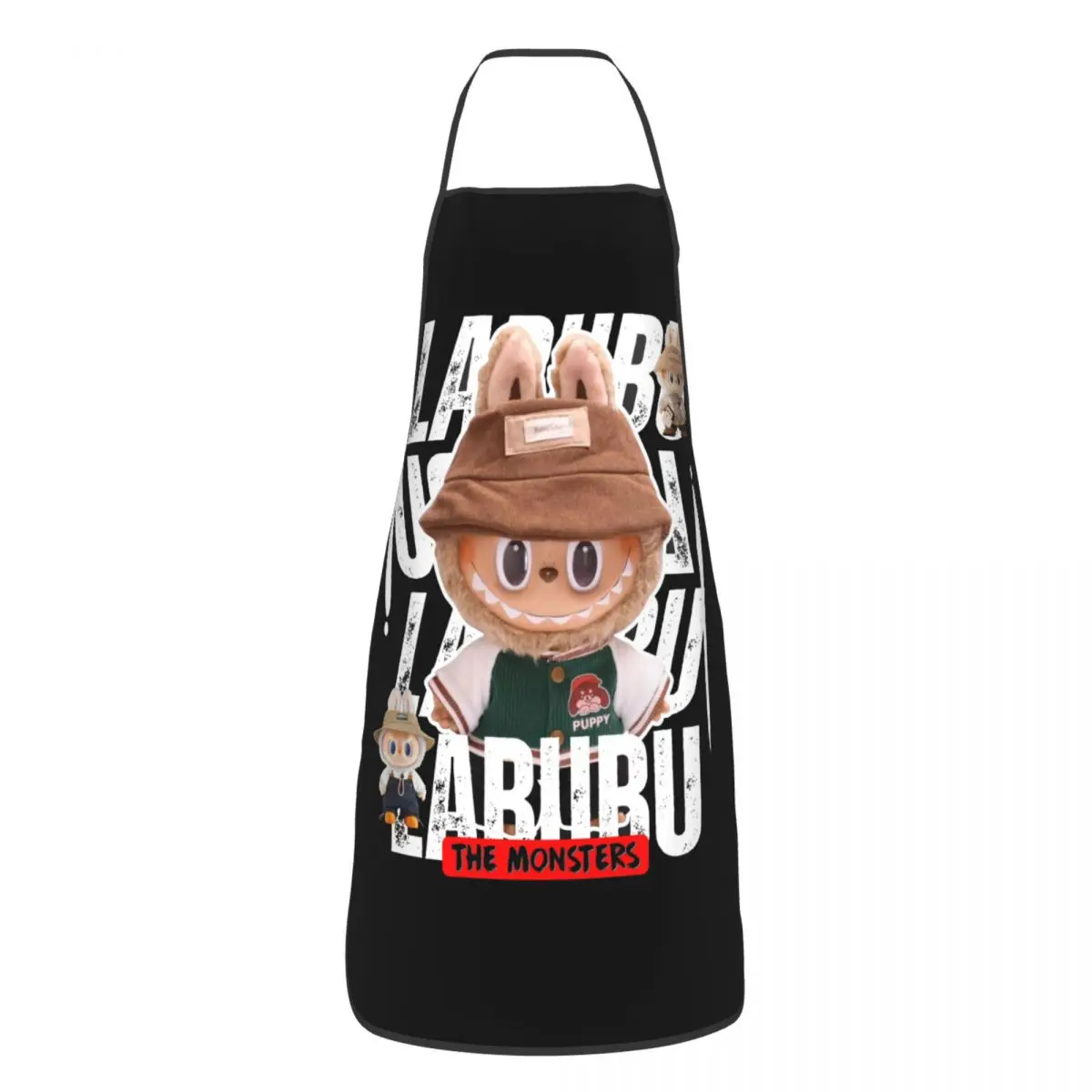 Custom L-Labubues Kawaii Toy Apron for Women Men Unisex Bib Kitchen Cooking Tablier Cuisine Chef Gardening