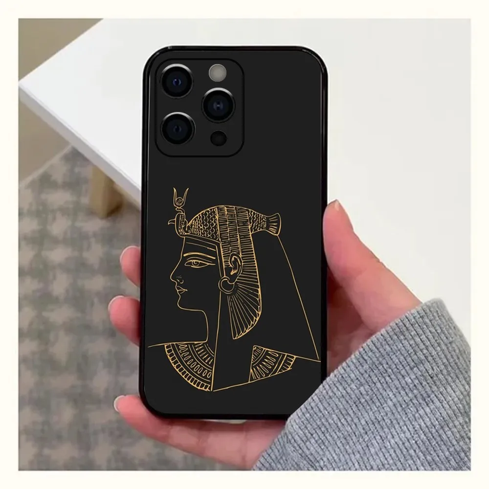 Egypt Pharaoh Mural Phone Case For Apple iPhone 15,14,13,12,11,Pro,X,XS,Max,XR,Plus,Mini Soft Black Cover