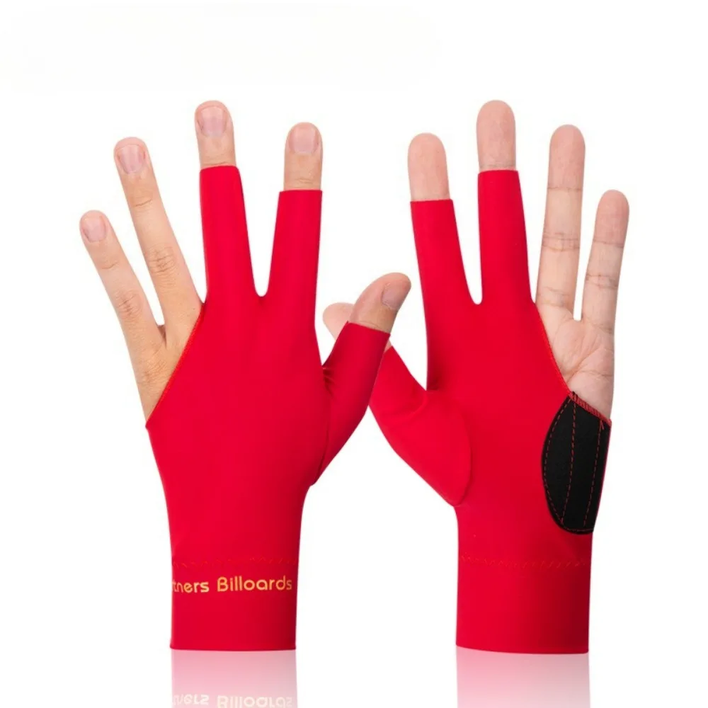 Breathable Open Finger Billiard Cue Glove Adjustable Sticker Wear Resistant for Pool Snooker Men Women Players Use Gifts