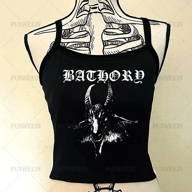 Dark Gothic Goat Grunge Vintage Punk Tank Top Sleeveless Baby T-shirt Harajuku Emo Y2k Tops Streetwear Slim Fit Sexy Crop Top