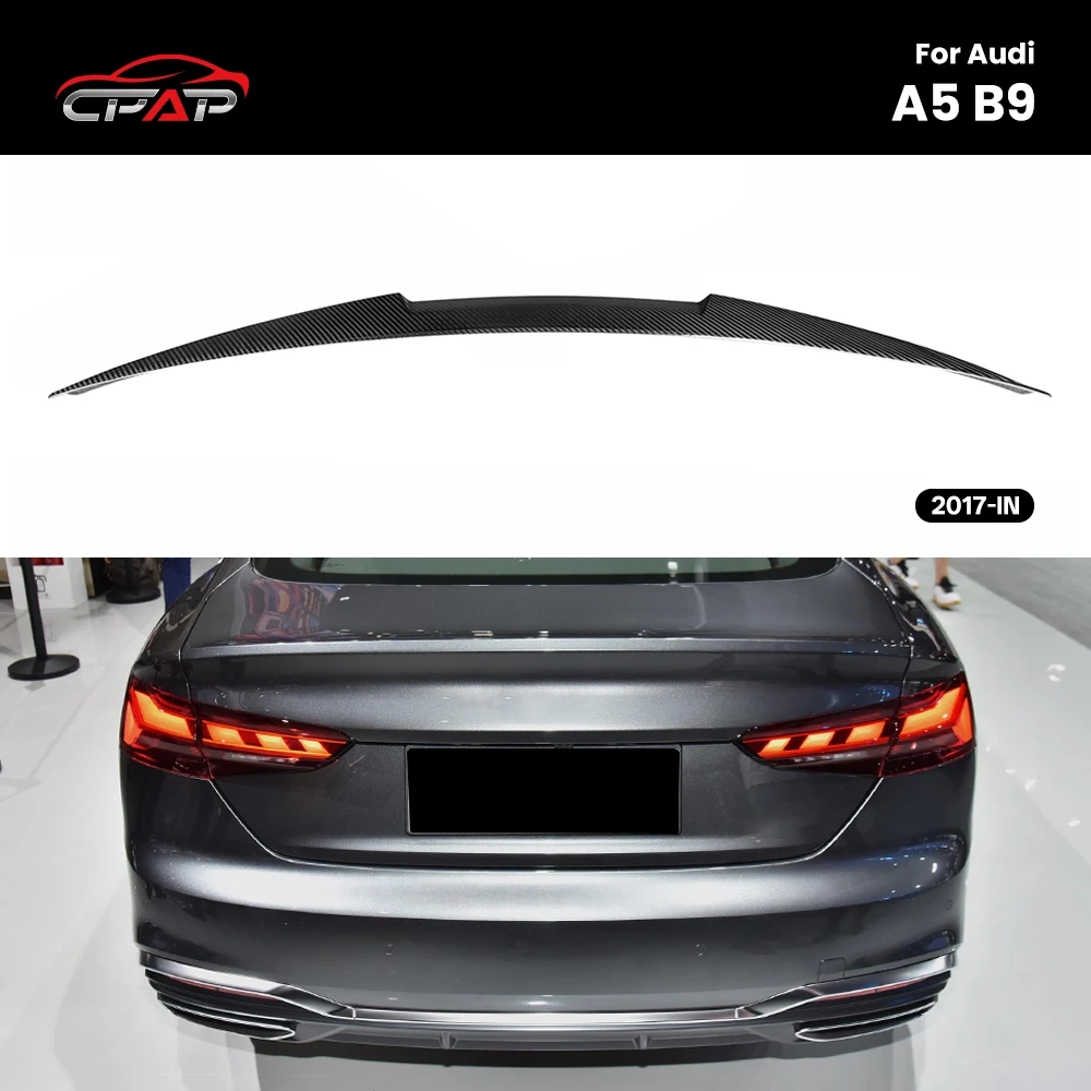 

Real Dry Carbon Fiber Rear Lid Trunk Spoiler Boot Wing Car Styling For Audi A5 B9 Sedan 4 Door M4 Style 2017-IN