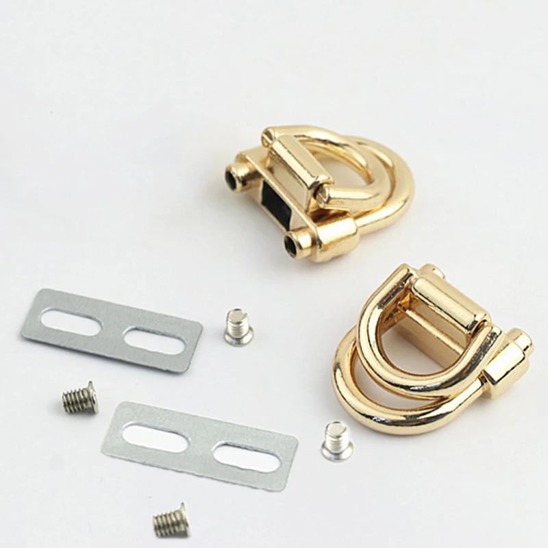 2PCS Metal Double D Buckle Double Rings With Screws Luggage Hardware Accessories For Leather Bag Making Bag Side Edge Link