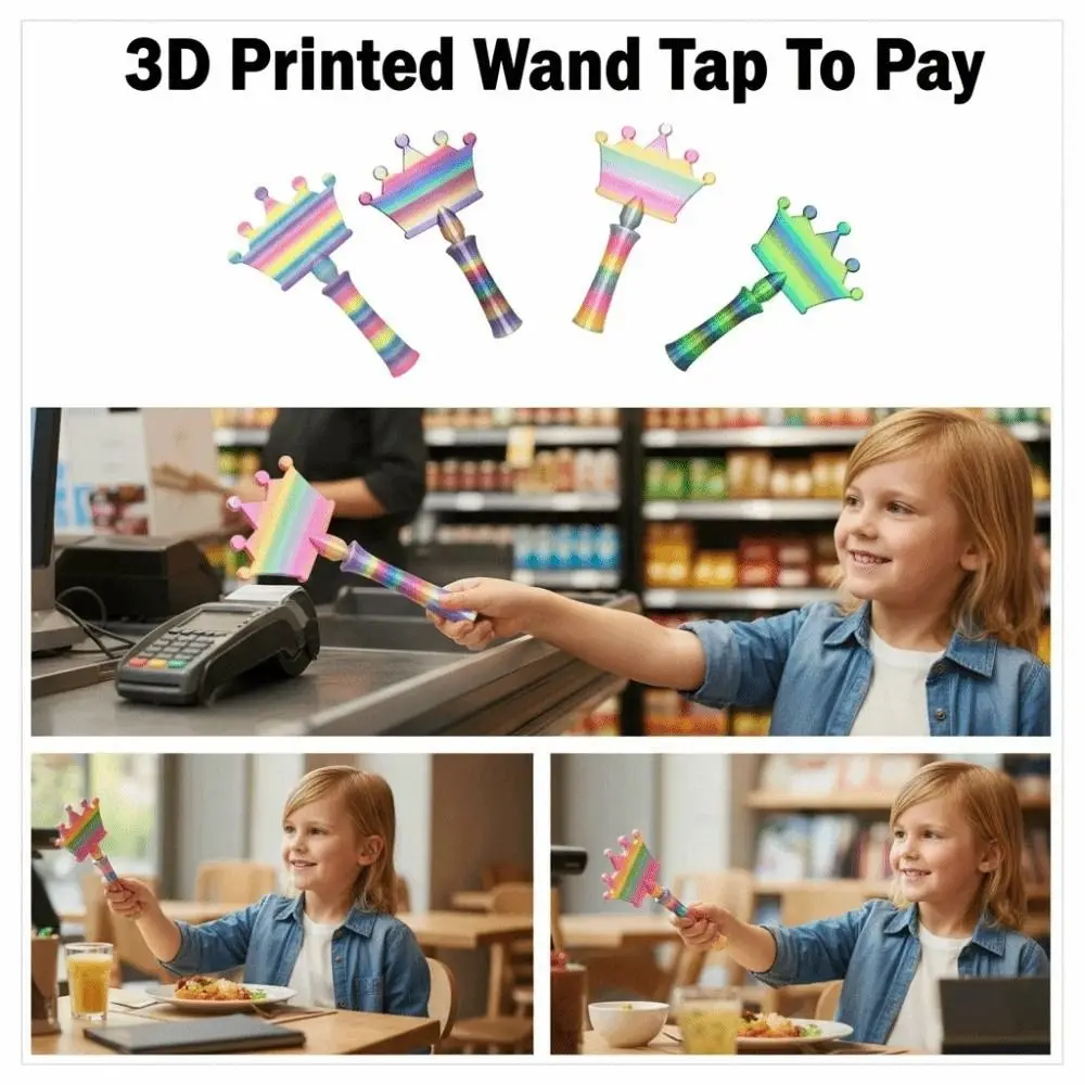 Creative 3D Print Wand Tap To Pay Crown Design Portable Contactless Payment Sleeve Funny Cute Magic Wand Holder Payment Tools