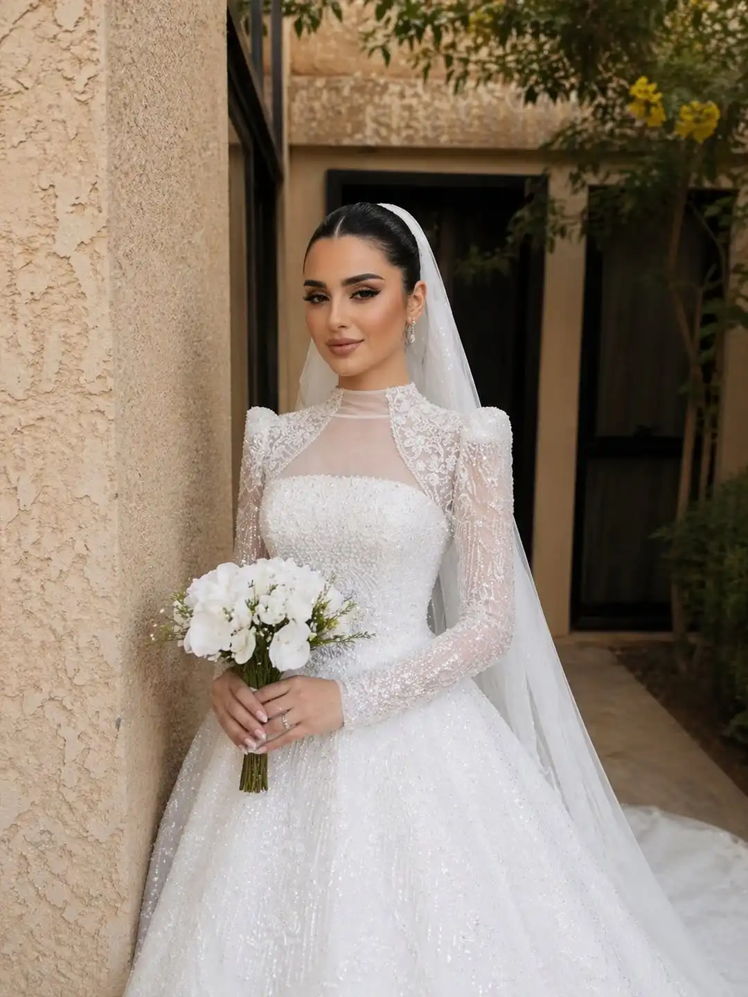 Customized Exquisite Bridal Gowns With Pearl Wedding Dress Vestido De Noiva Plus Size Long Sleeves AmandaNovias Official