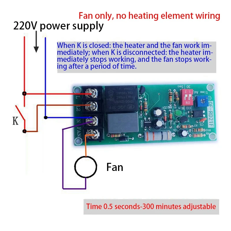 HOT AC100V-220V Adjustable Timer Control Relay Module Turn Off Delay Switch Board for Exhaust Fan Mr22 19