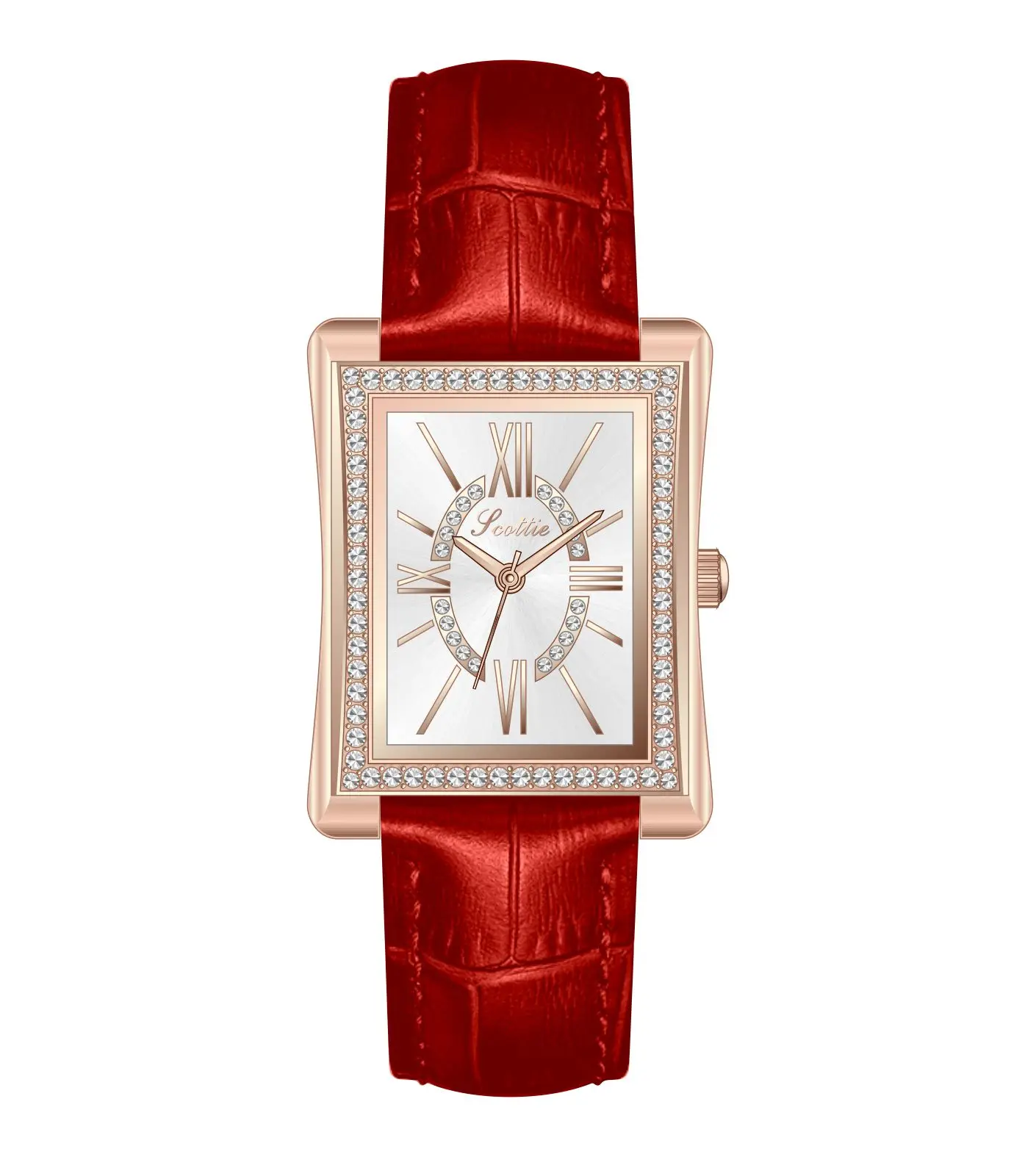 

Women's Watch T op Brand Luxury Original Q ua rt z Watch for Women Water Professional Rhinestone Leather Strap Square D