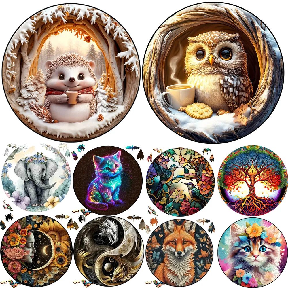 

Lovely Owl Wooden Animal Decompressed Puzzle for Adult Kids Lovely Cat High Quality Puzzle Brain Twister Toys Wood Jigsaws