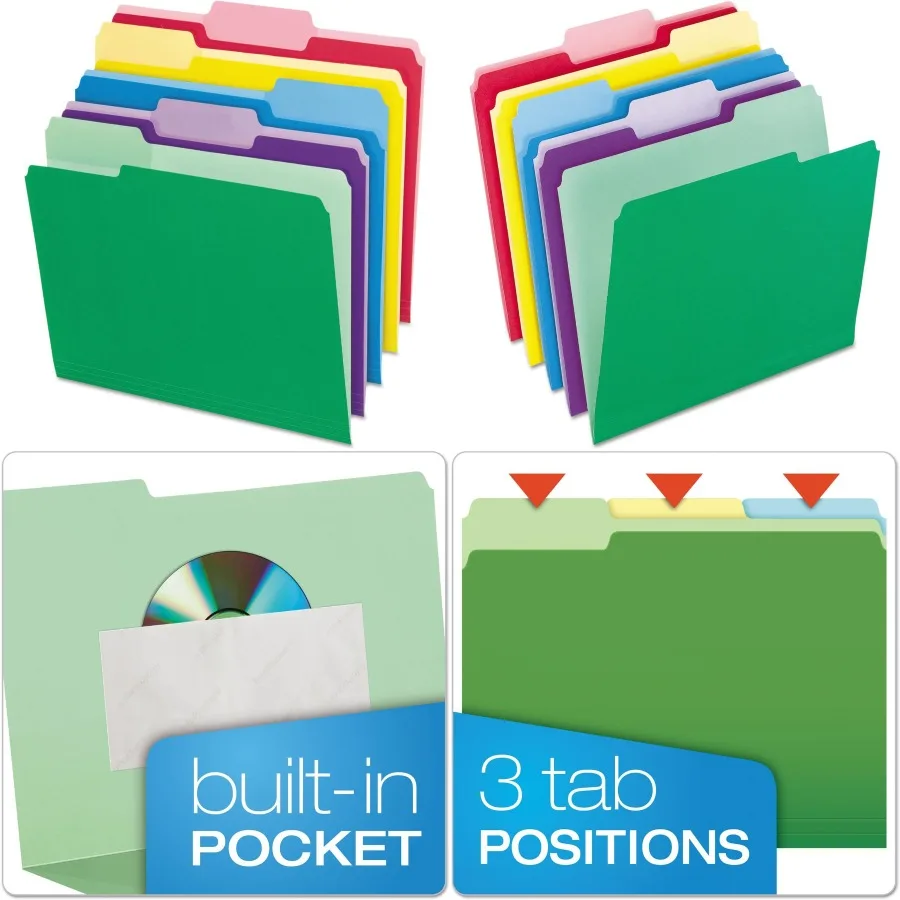 

Папки для файлов Pendaflex 84370 со стираемыми вкладками 1/3, вырезанная верхняя вкладка, размер буквы, разные цвета, упаковка из 30 штук, идеально подходят для организации офиса