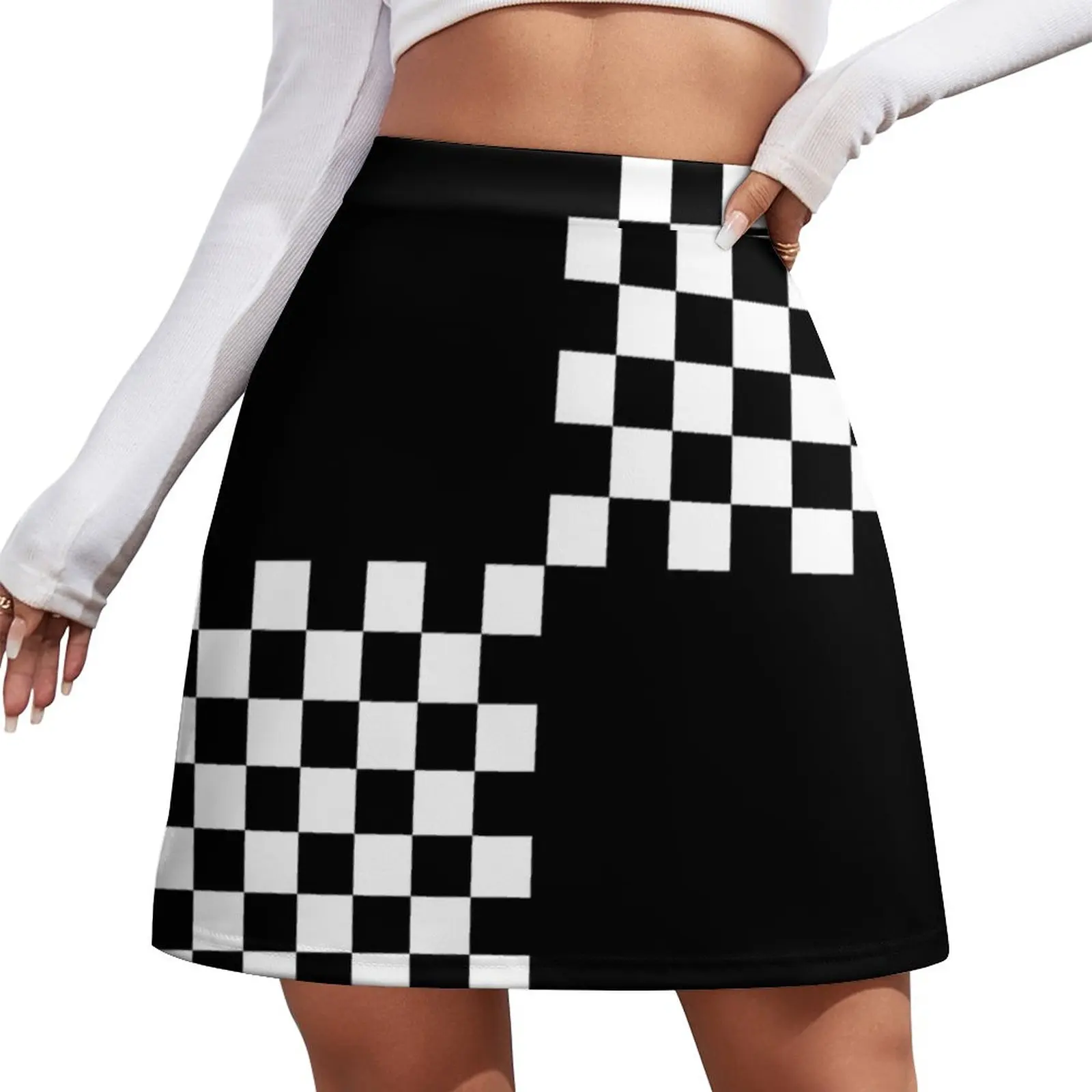 

Quad Ska Black White Checked Pattern Mini Skirt korean ladies summer skirts for woman skirt for women kpop